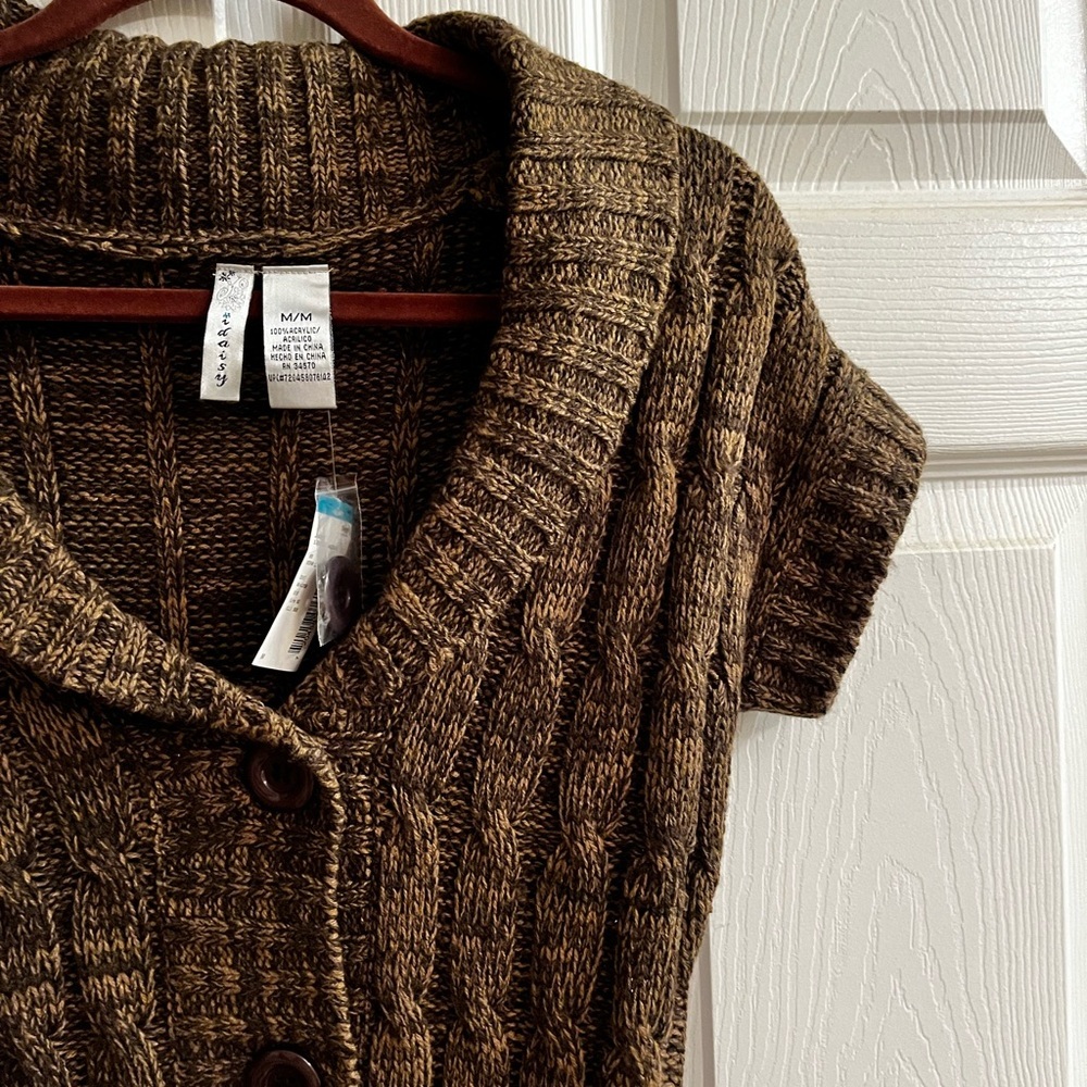 DAISY~SEARS~Dark Brown Knit Cardigan~NWT~M - Picture 9 of 9